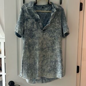 Acid Wash Faux Denim Dress